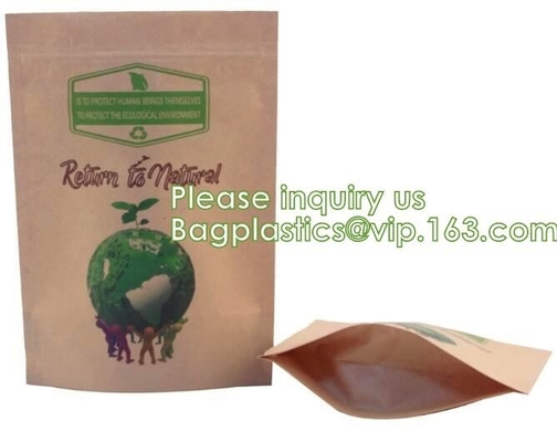 biodegradable bag Child proof bag Stock pouch Flat bottom pouch Stand up pouches Kraft paper bag Food packaging bag coff