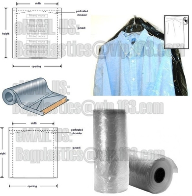 wholesale laundry garment bag on roll clear ldpe with printing, Plastic garment bags on roll, garment bags, clothes bags