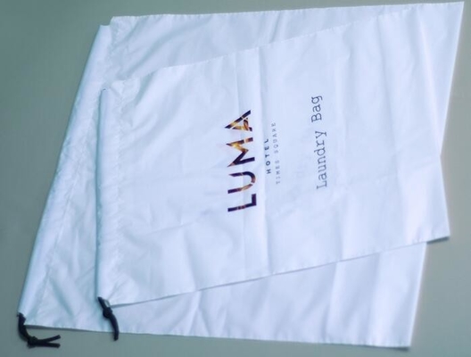 Biodegradable Drawstring Laundry Bag With Printing,Logo Printed Poly Drawstring Hotel/Travel Laundry Plastic Bag