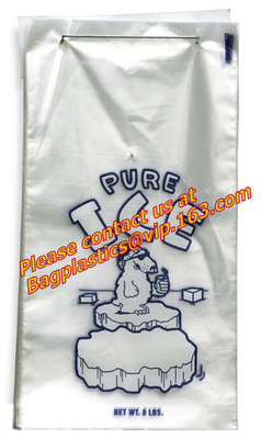 Ice bags, Clear, Drawstring, Printed and Twist Ties, bags on a roll, ldpe bag, hdpe bags