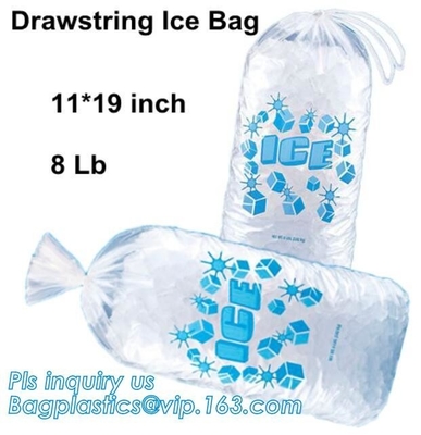 Ldpe disposable Plastic drawstring 10 Lb ice bags, Reusable FDA Safe Food Grade Plastic Drawstring Ice Bag, Heavy Duty C