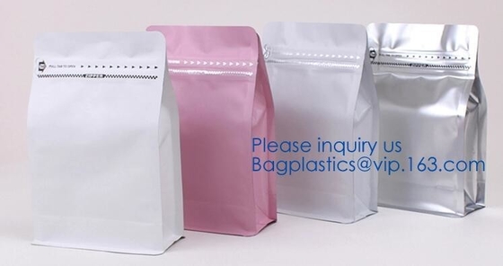 Easy Tear Zipper Top Coffee Stand Up Foil Zipper Bag Side Gusset Bags Square Block Flat Bottom k Packaging Pouch