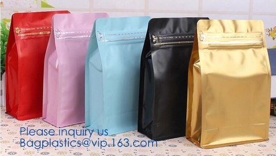 Easy Tear Zipper Top Coffee Stand Up Foil Zipper Bag Side Gusset Bags Square Block Flat Bottom k Packaging Pouch