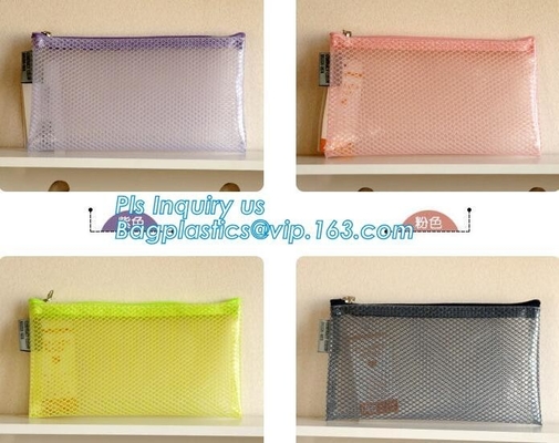 k document file bag, Document File Folder /Document Bag, Mesh pattern plastic zip bag with handle file bag, slider