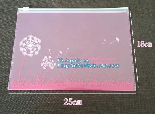 printed slider zipper bag/transparent zip lock plastic packing bag for file,garment,scarf/plastic bag, slider zipper pvc
