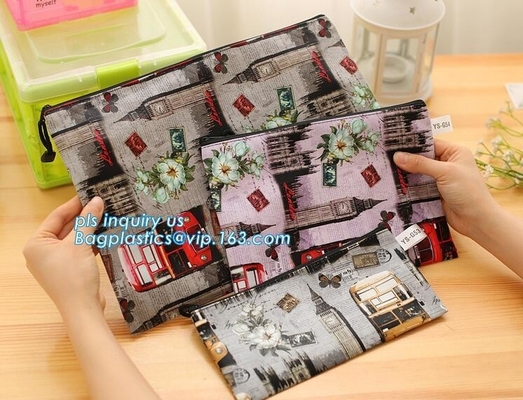 Organizer Zipper Bag Folder Office Stationery Bag, Zipper Stationery Envelope PP File Bag, Document file Bag