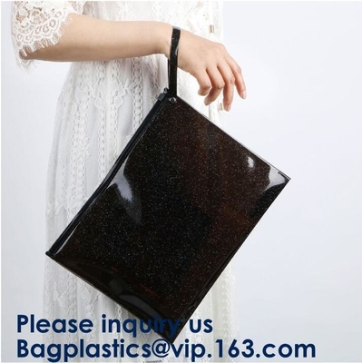 Transparent Pvc Slider Zipper Bag With Blue Side Gusset,Bottom Gusset Cosmetic Pvc Slider Packaging Bag Bagease Bagplast