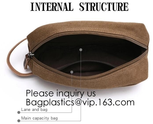 Natural Hemp Branded Cosmetic Bags,Custom Genuine Leather Travel Cosmetic Bag for Men,Bagease, Bagplastics, package