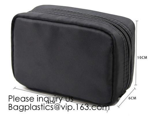 Canvas Makeup Bag Ladies Clutch Bag With Gold Zipper,Dopp Case Striped Canvas Cosmetic Makeup Bag with leather handle