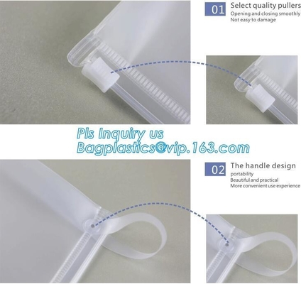 frosted zipper lock slider packing bag, cosmetic tool packaging sliding zipper bags, waterproof pe k slider bags