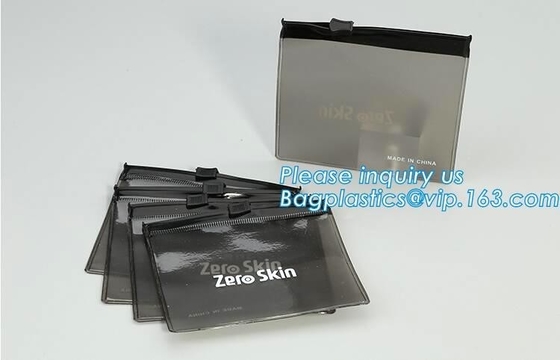 Frosted Poly Vinyl k Slider Closure Clothes Packaging Bag, slider zipper PVC bag clear vinyl cosmetic bag, File Ba