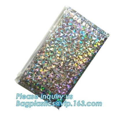 Poly Bubble Mailer with Zip on Top Glitter Make Up Bags,Metallic Glossier Pink Cosmetic Packing k Bubble Pouch Sli