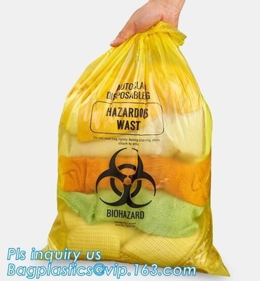Specimen HDPE Medical Waste Disposal Bags Disposable Plastic Medical Biohazard Bag, Autoclavable Polypropylene Bags