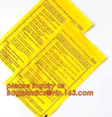 biohazard specimen k bag with pocket, recycled custom printed ldpe 3 layers specimen bag k bag, pac, pacrite