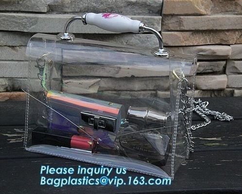 pvc handbag with small bag, PVC Transparent Fashionable Handbag Shoulder Bag Crossbody handBag, pvc carrier, carrier han