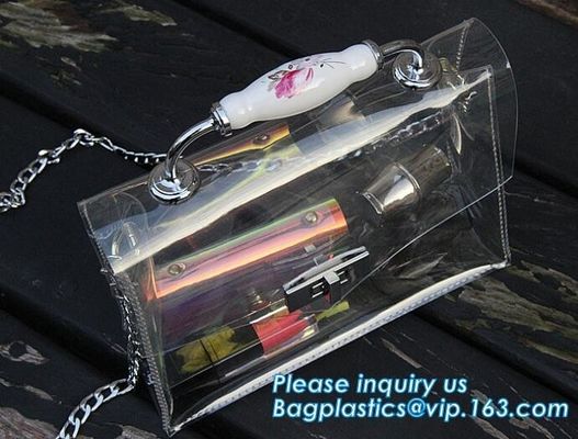 pvc handbag with small bag, PVC Transparent Fashionable Handbag Shoulder Bag Crossbody handBag, pvc carrier, carrier han