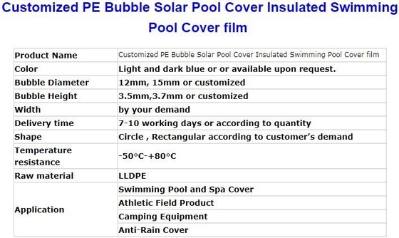Customized PE Bubble Solar Pool Cover Insulated Swimming Pool Cover Film,USA Europe Popular Swimming Solar Bubble Pool C