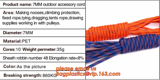 20M Outdoor Life Rope Rock Climbing Rappelling Tool Rope, high strength fire escape safety climbing rope