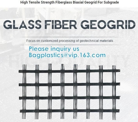 Fiber Geogrid For Road Building Construction Fiberglass Biaxial Geogrid With Nonwoven Geotextile Soil Stabilization