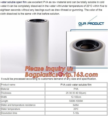 Cold Water Soluble PVA Film For Embroidery,PVA Water Soluble Plastic Film, Water Soluble Film,Cold Water Soluble Pva