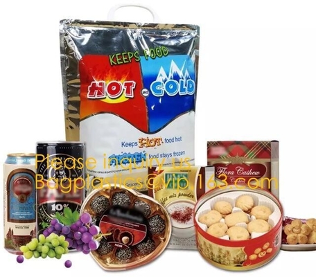Outdoor square aluminum foil food thermal freezer cooler lunch insulation bag,Foil Cooler Bag Thermal Bag for Fruit Choc