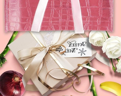 Rose Gold Gift Non-woven Bags, Bridesmaid Bags, Glossy Glitter Durable Reusable Grocery Bag Tote Bag Handl