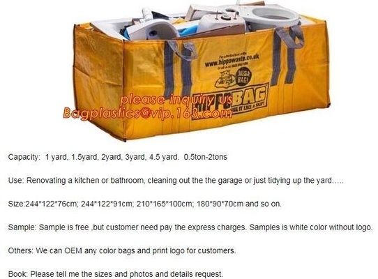 1000kg 2000kg PP New Rubbish Skip Garbage Bag,Flexible Container fibc bag for 4 tons,Eco friendly garbage dumpster Bag s