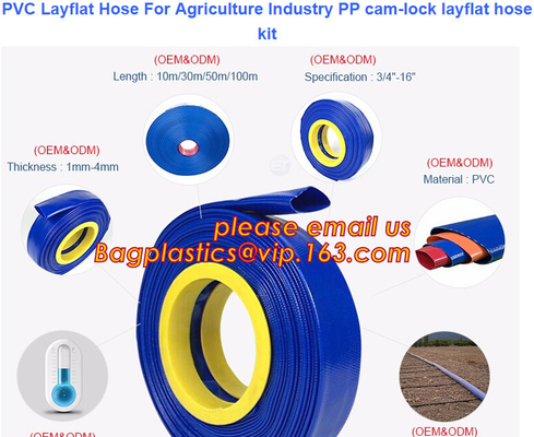 Garden Hose PVC Layflat Hose For Agriculture Industry PP Cam-Lock Layflat Hose Kit Steel Wire Reinforced Hose