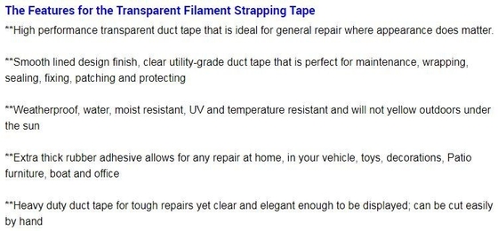 fiber reinforced filament tape,filament adhesive fibreglass mesh tape,Self Adhesive Bi-directional Filament Tape bagease