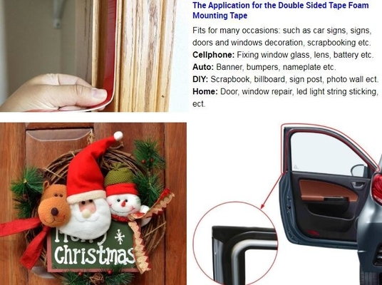 Double sided foam mounting tape,black tape with red cover film,Hot melt double sided cloth carpet tape bagplastics bage