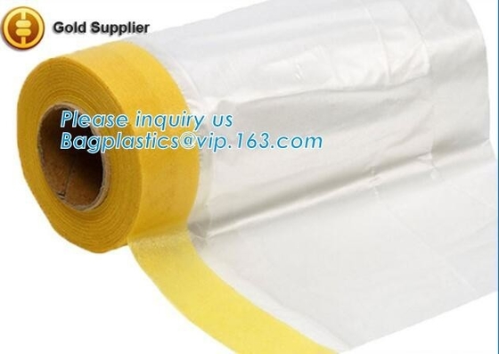 PE protect cover self adhesive mask film taped on one side Plastic cover sheet drop cloth for furniture, masking films