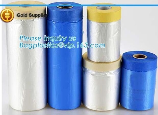 PE protect cover self adhesive mask film taped on one side Plastic cover sheet drop cloth for furniture, masking films