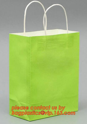 Recycle eco friendly Brown flat bottom shopping kraft paper bag With Paper Handle, Recyclable luxury style printed gift