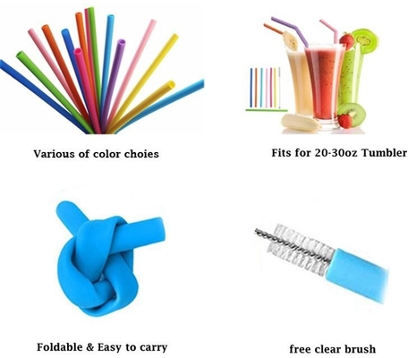 Eco Friendly Collapsible Silicone Drinking Cups With Straw Reusable Biodegradable Straw,Anti-Cutting Mouth Flexible Sili