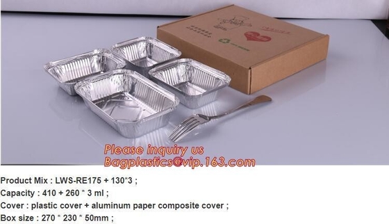 Rectangular Aluminium Foil Food Container, Airlines Fast Food Delivery, Reheating, Baking, Roasting, Meal Prep, to-Go