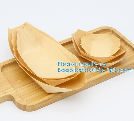 Finger Food - Bowls, "Boat" Biodegradable Wood Promotion - Party Wedding Supplies, 130mm Disposable Sushi/Salad/Dessert