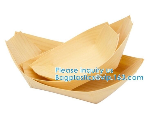 Finger Food - Bowls, "Boat" Biodegradable Wood Promotion - Party Wedding Supplies, 130mm Disposable Sushi/Salad/Dessert