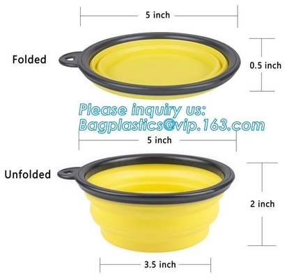 Top selling 350/750/1000/1500ml Foldable Pet Food Water Feeding Portable Travel Collapsible Dog Silicone Bowl, bagease
