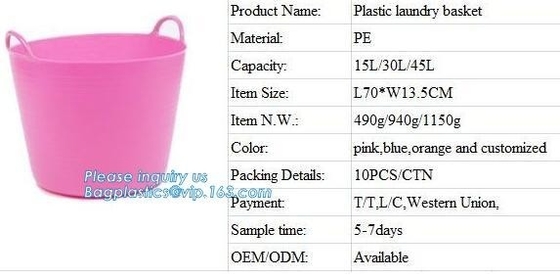 Plastic Laundry basket, organizer basket with customized size, laundry storage bag laundry basket with two pockets from