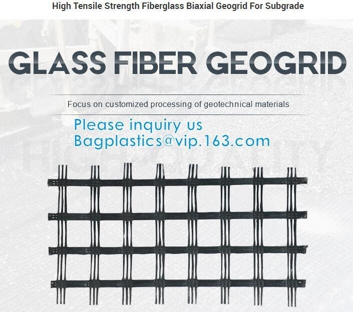 Fiber Geogrid For Road Building Construction Fiberglass Biaxial Geogrid With Nonwoven Geotextile Soil Stabilization